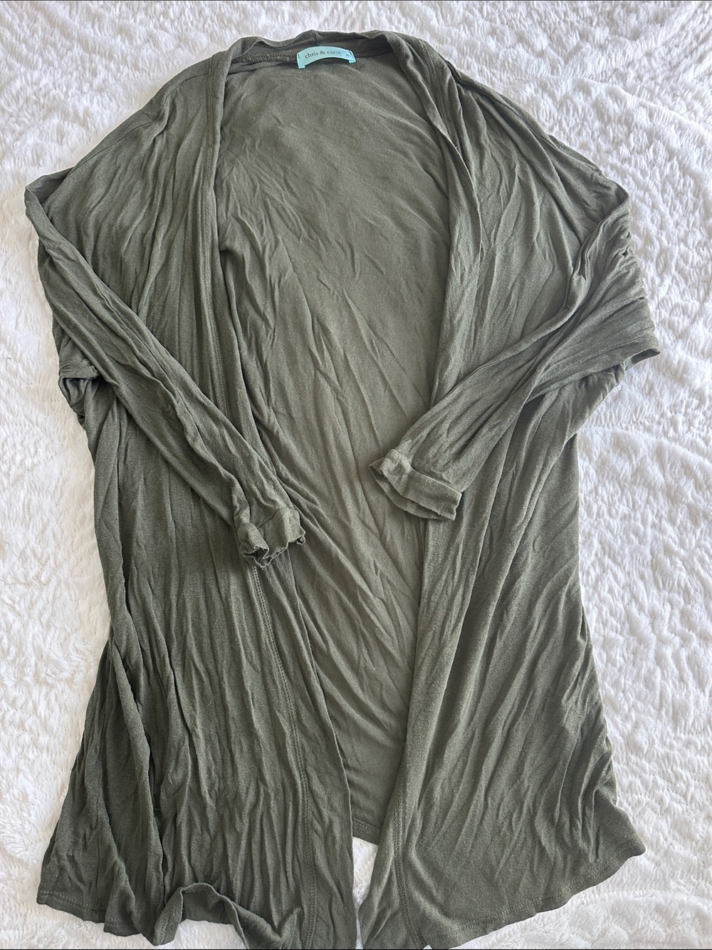 Lightweight Olive Open-Front Women’s Cardigan